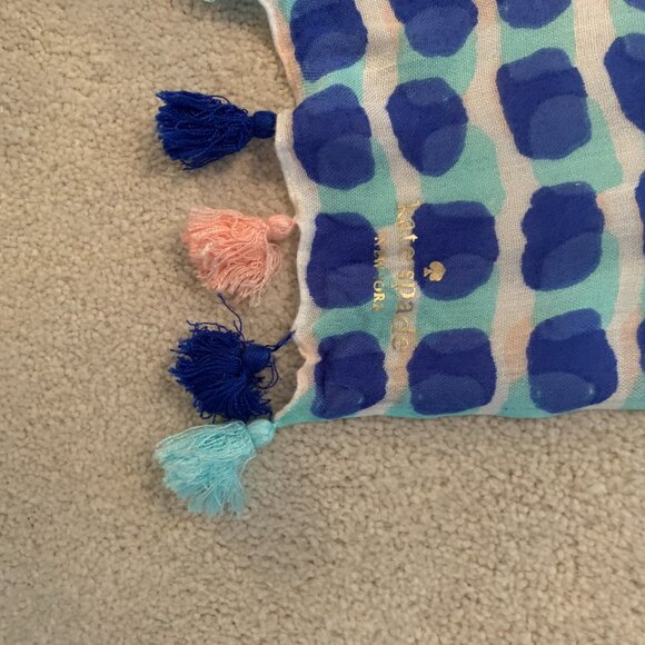 Kate Spade Island Stamp Oblong Scarf with Tassels - Picture 2 of 4